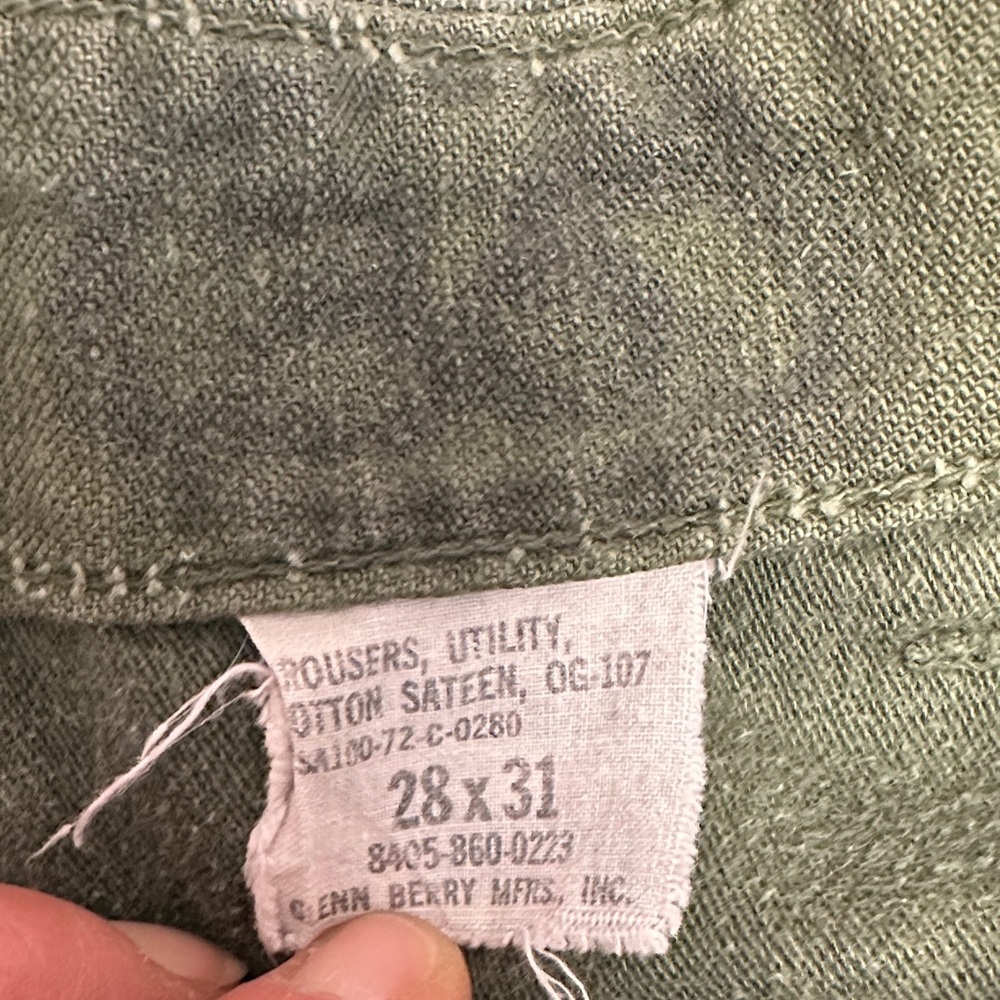 Vintage Military 60s/70s Men's Olive Green Utility Pants - Picture 4 of 6